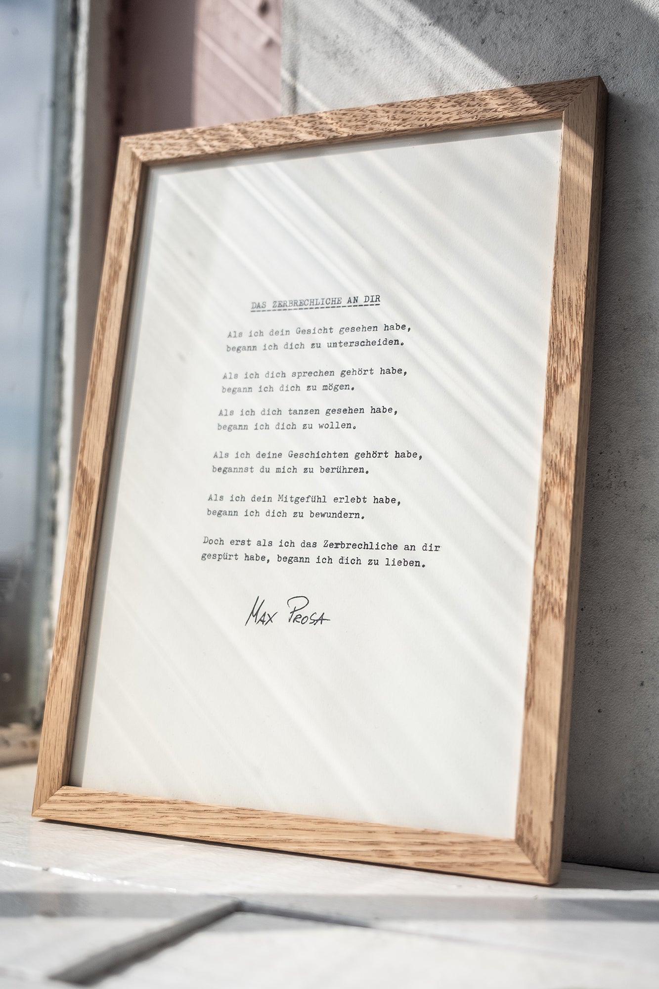 Gedicht im Rahmen "Das Zerbrechliche..."