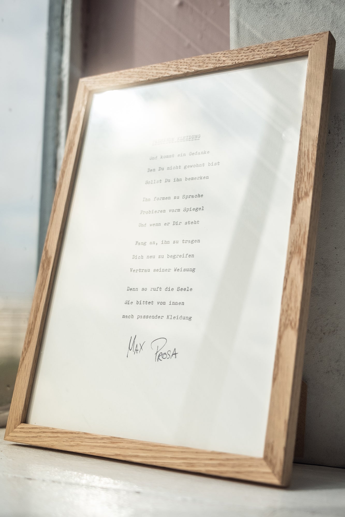 Gedicht im Rahmen "Passende Kleidung"