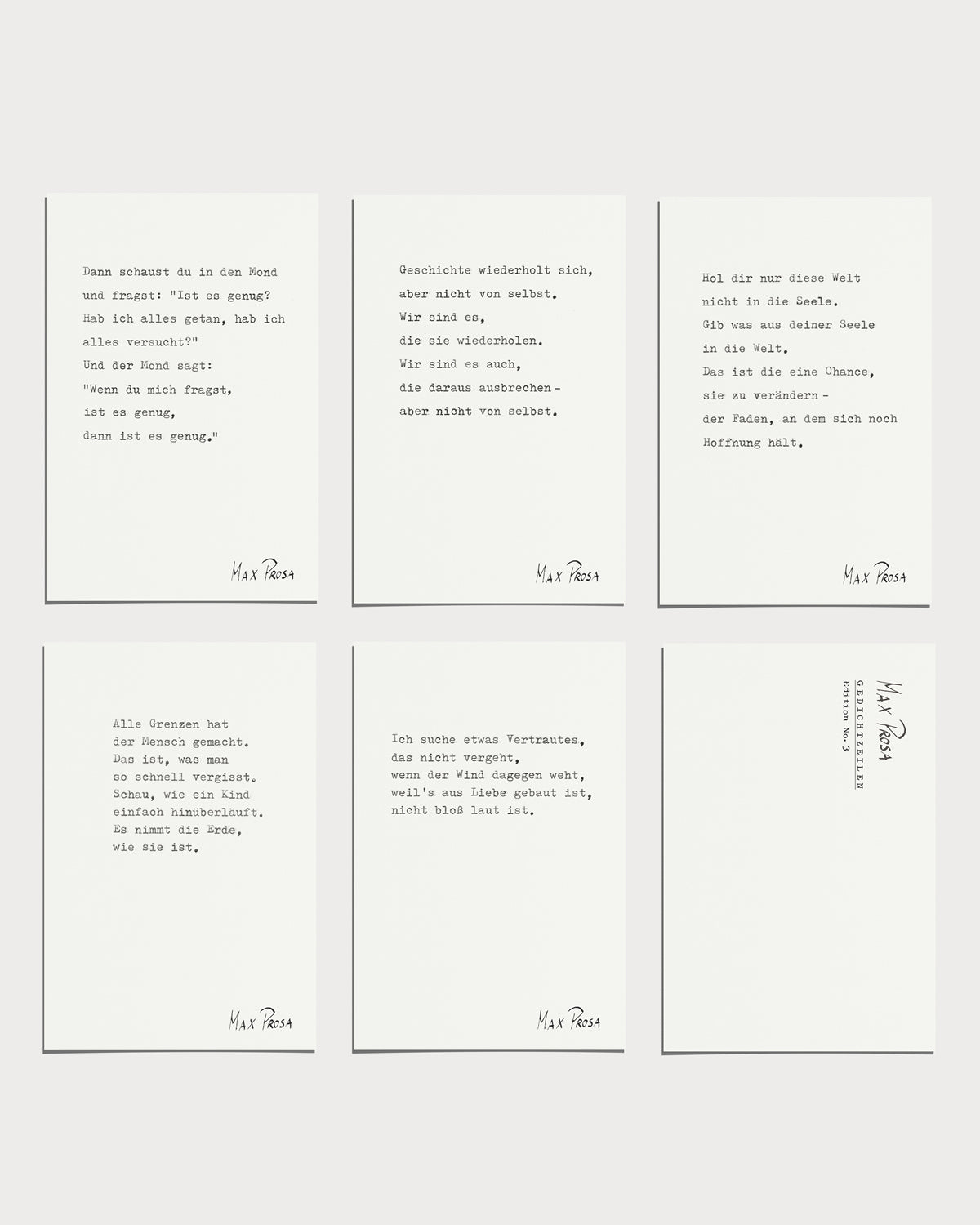 Postkarten Set - Gedichtzeilen Edition No.3