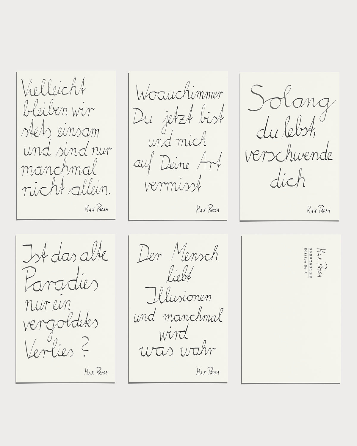 Postkarten Set - Songzeilen Edition No.2